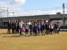 Group photo with drone camera