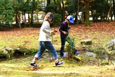 渉渓園で元気にまちくさ探し